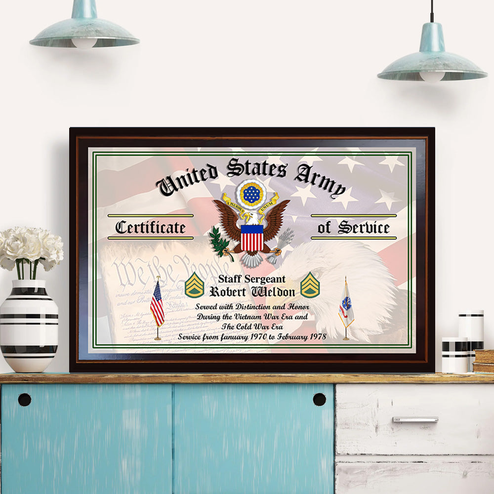 Personalized Military Certificate Of Service Custom For Veteran Soldier Veteran Gift K1702 Trhn