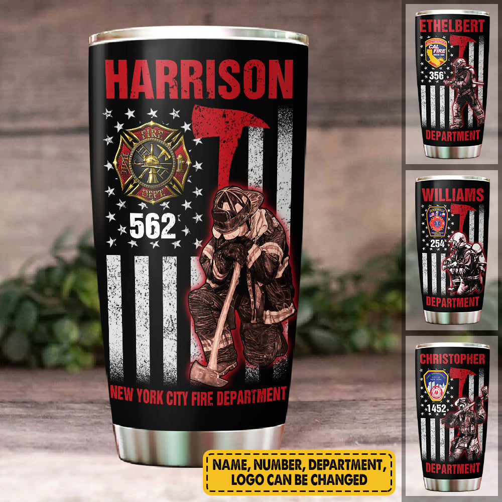Personalized Tumbler Gift For Firefighter Thin Red Line Firefighter K1702