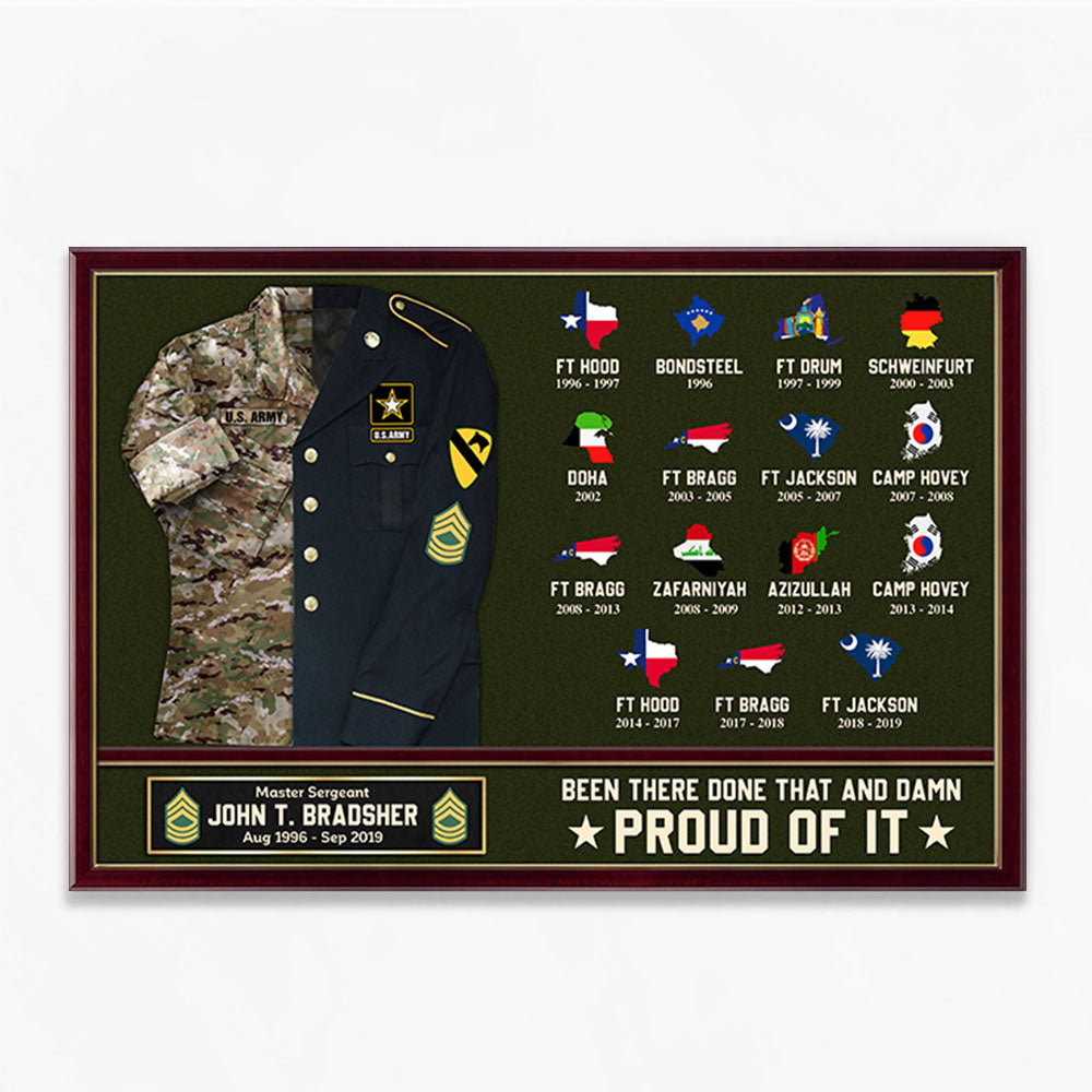 U.S. Military Shadow Boxes Camouflage Uniform Custom Military Base Personalized Poster Canvas For Military Veteran K1702 Trhn