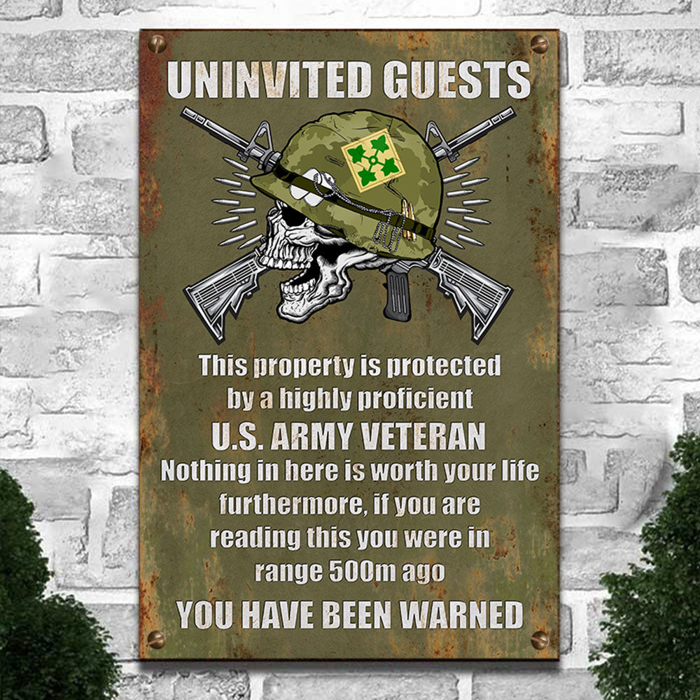 Veteran Metal Sign Custom Military Unit This Property Is Protected By A Highly Proficient Gift For Veterans K1702