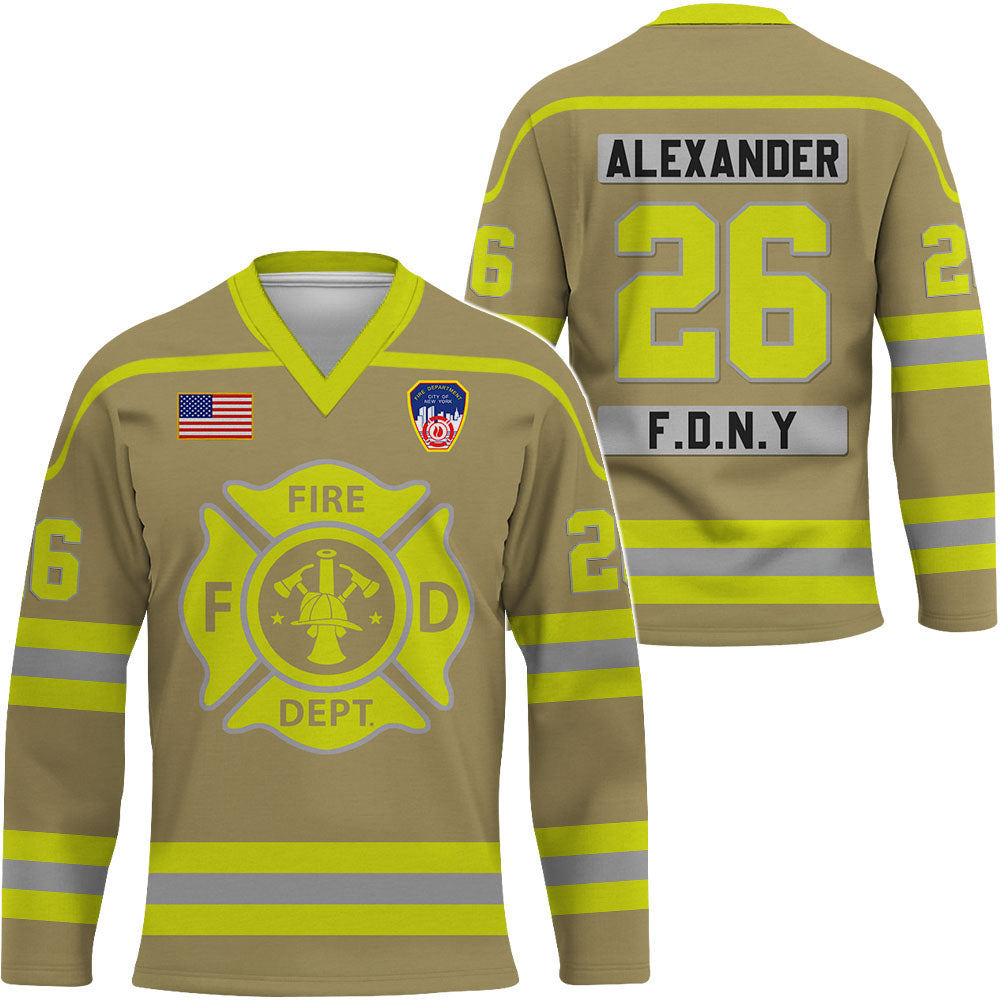 Custom Firefighter Hockey Jersey Number Department Can Be Changed Gift For Firefighter K1702 Trhn