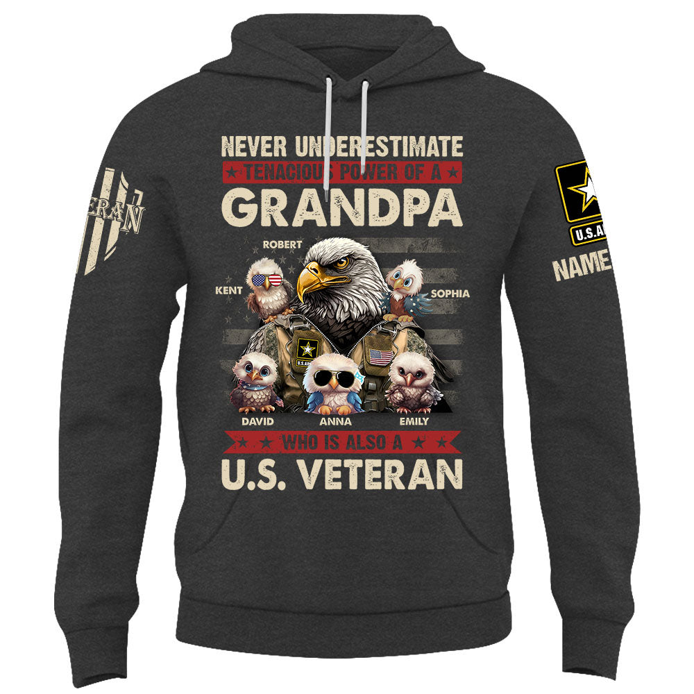 Personalized Shirt Never Underestimate Tenacious Power Grandpa Who Is Also A Veteran Custom Shirt Grandpa Veteran K1702