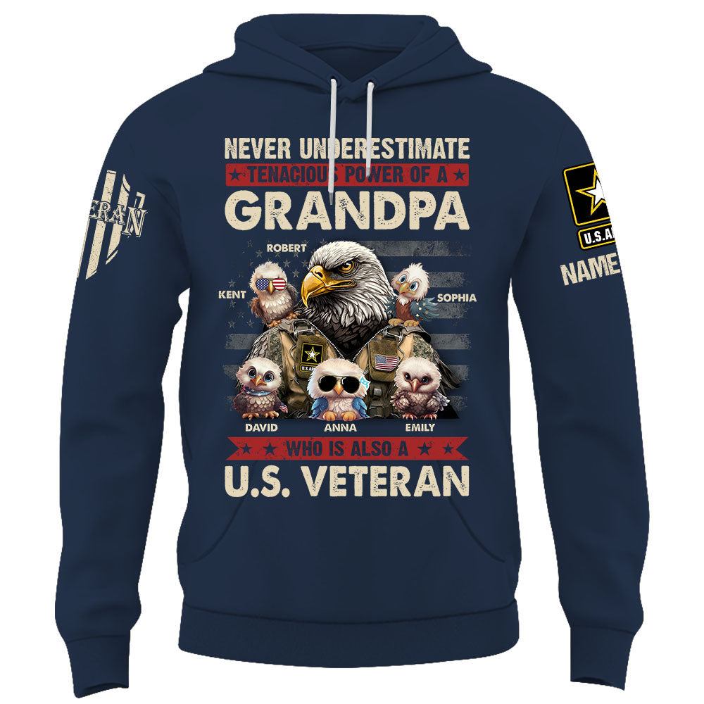 Personalized Shirt Never Underestimate Tenacious Power Grandpa Who Is Also A Veteran Custom Shirt Grandpa Veteran K1702