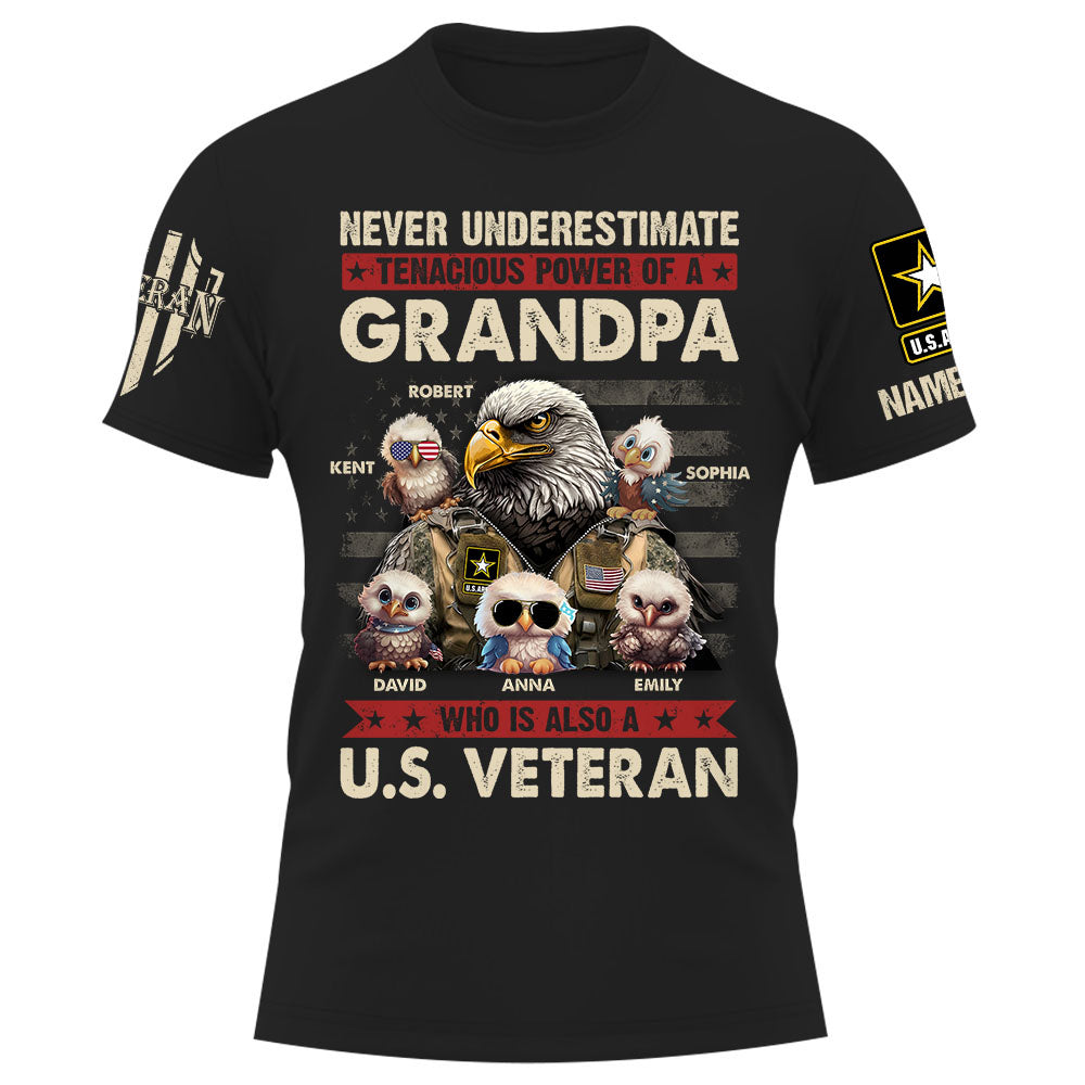 Personalized Shirt Never Underestimate Tenacious Power Grandpa Who Is Also A Veteran Custom Shirt Grandpa Veteran K1702