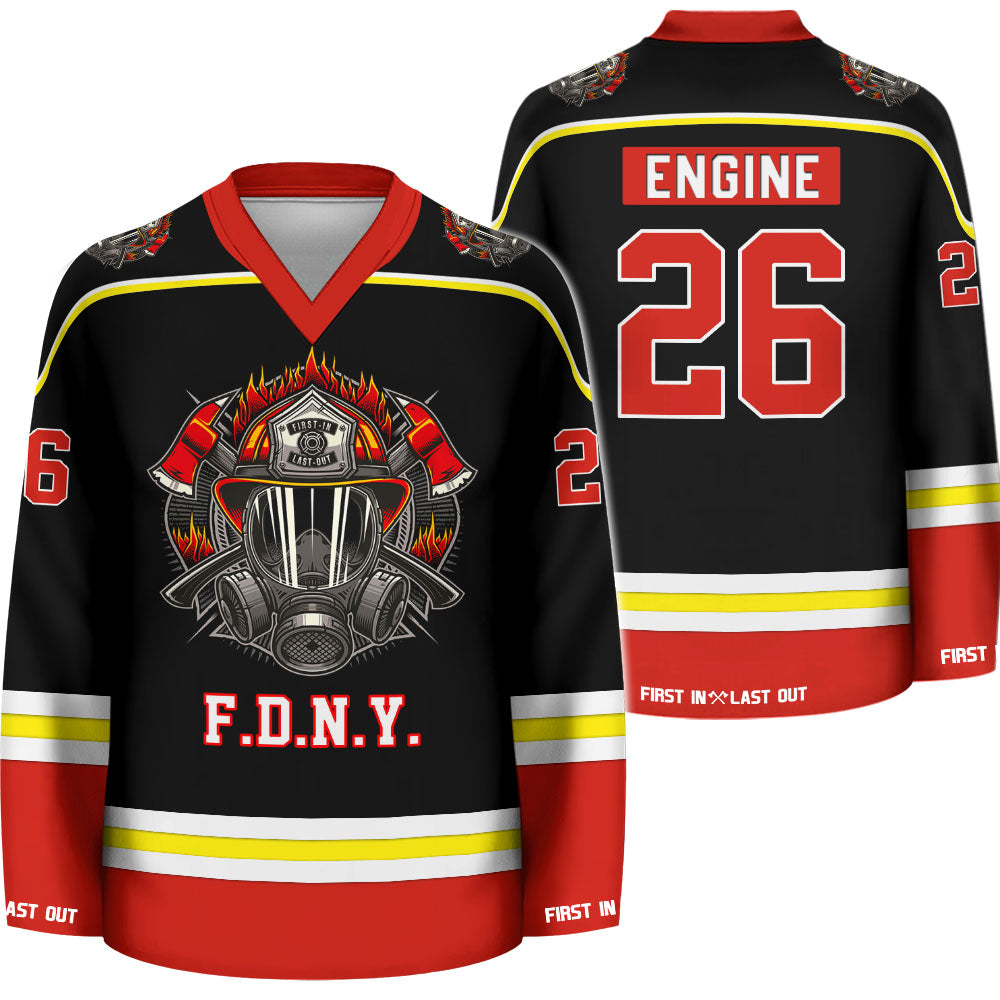 Custom Firefighter Hockey Jersey Dept Name Can Be Changed Number Thin Red Line Flag Gift For Firefighters K1702 Trhn