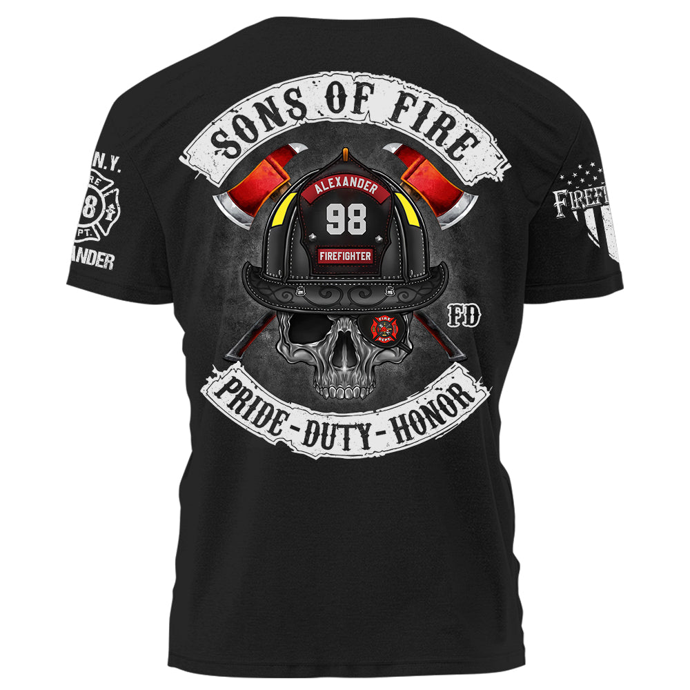 Sons of Fire Pride Duty Honor Personalized Shirt For Fireman Firefighter K1702