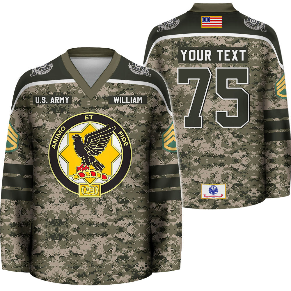 Personalized Military Camo Hockey Jersey Custom All Branches Gift For Veteran Grandpa Dad K1702