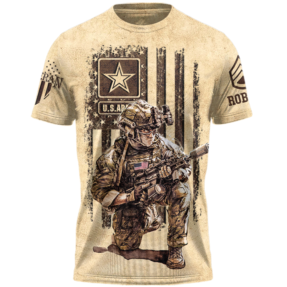 Custom All Over Print Shirt US Military Veteran Available All Military Branch Gift For Veteran Soldier Dad Grandpa K1702