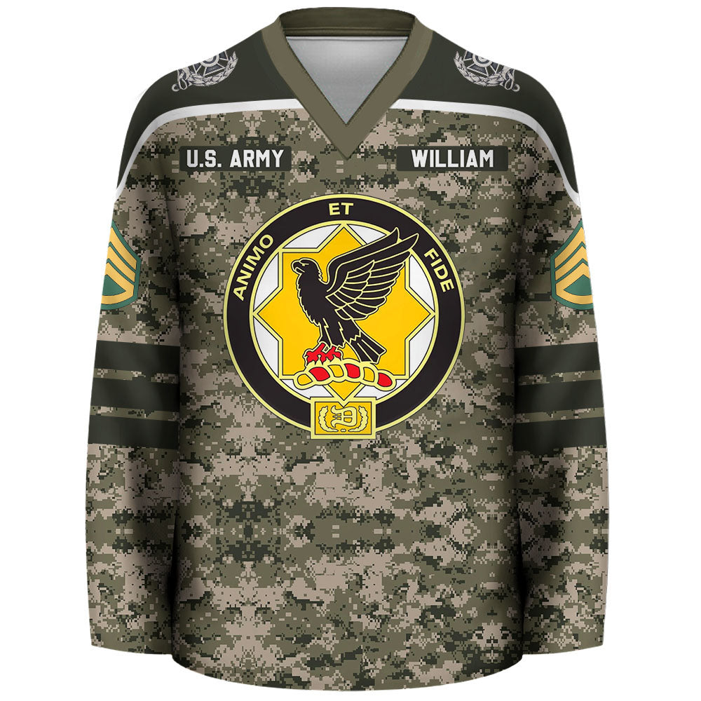 Personalized Military Camo Hockey Jersey Custom All Branches Gift For Veteran Grandpa Dad K1702