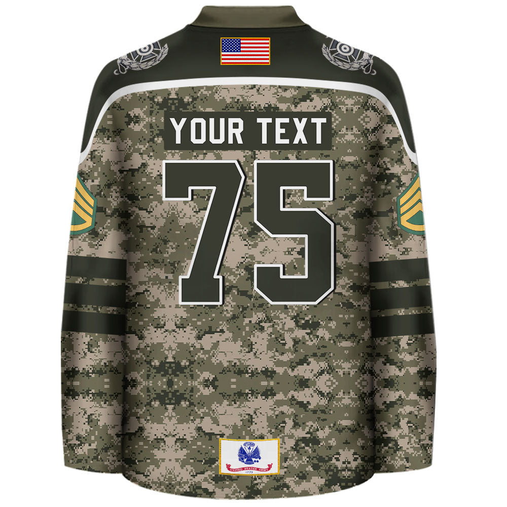 Personalized Military Camo Hockey Jersey Custom All Branches Gift For Veteran Grandpa Dad K1702